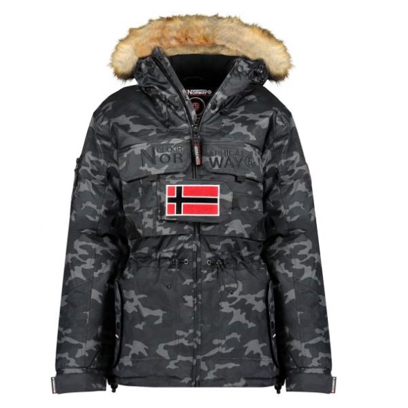 Geografische Noorwegen Parka De Mujer Bellaciao Camo Negro Zwart