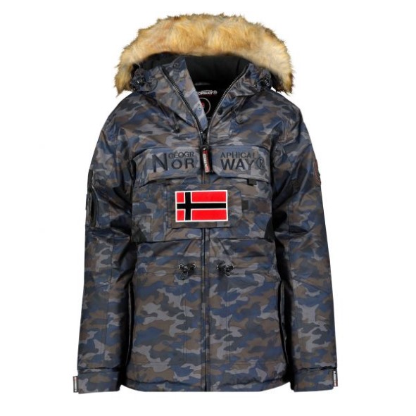 Geografische Noorwegen Parka De Mujer Bellaciao Camo Azul Marino Marineblauw