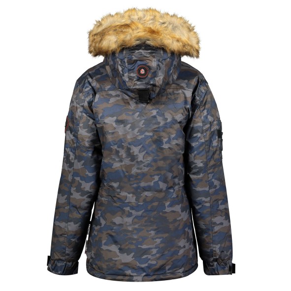 Geografische Noorwegen Parka De Mujer Bellaciao Camo Azul Marino Marineblauw