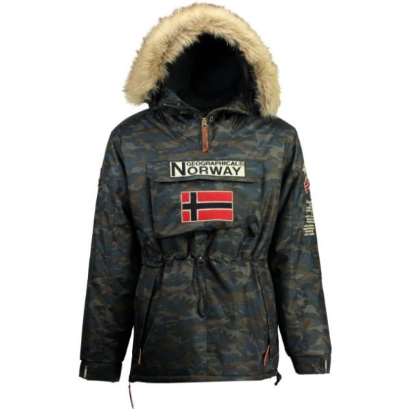Geografische Noorwegen Parka De Hombre Boemerang Camo Azul Marino Marineblauw