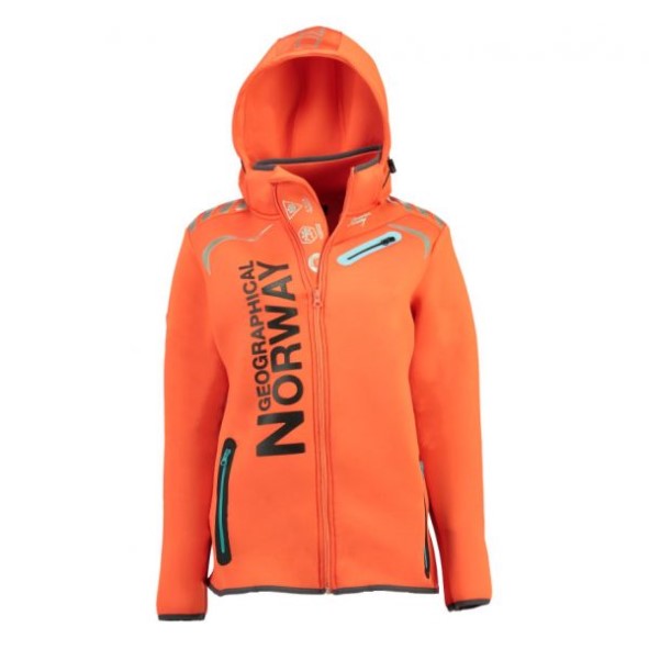 Geografische Noorwegen Parka De Mujer Revolutie Llamativo Koraal / Azul Koraal