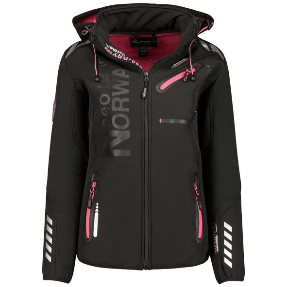Geografisch Noorwegen Chaqueta Softshell De Mujer Reine Negro / Llamativo Rosa Rosa