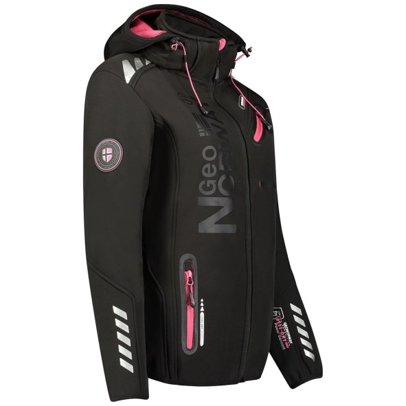 Geografisch Noorwegen Chaqueta Softshell De Mujer Reine Negro / Llamativo Rosa Rosa
